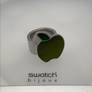 Swatch Bijoux Fructus Apple Stainless Steel & Resin Ring - size 5